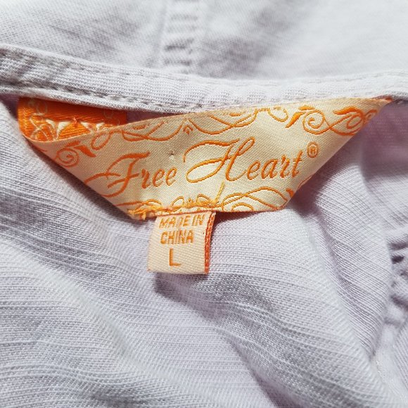 Free Heart top Large sleeveless shredded fringe raw hem keyhole tank twill boho - Picture 12 of 13